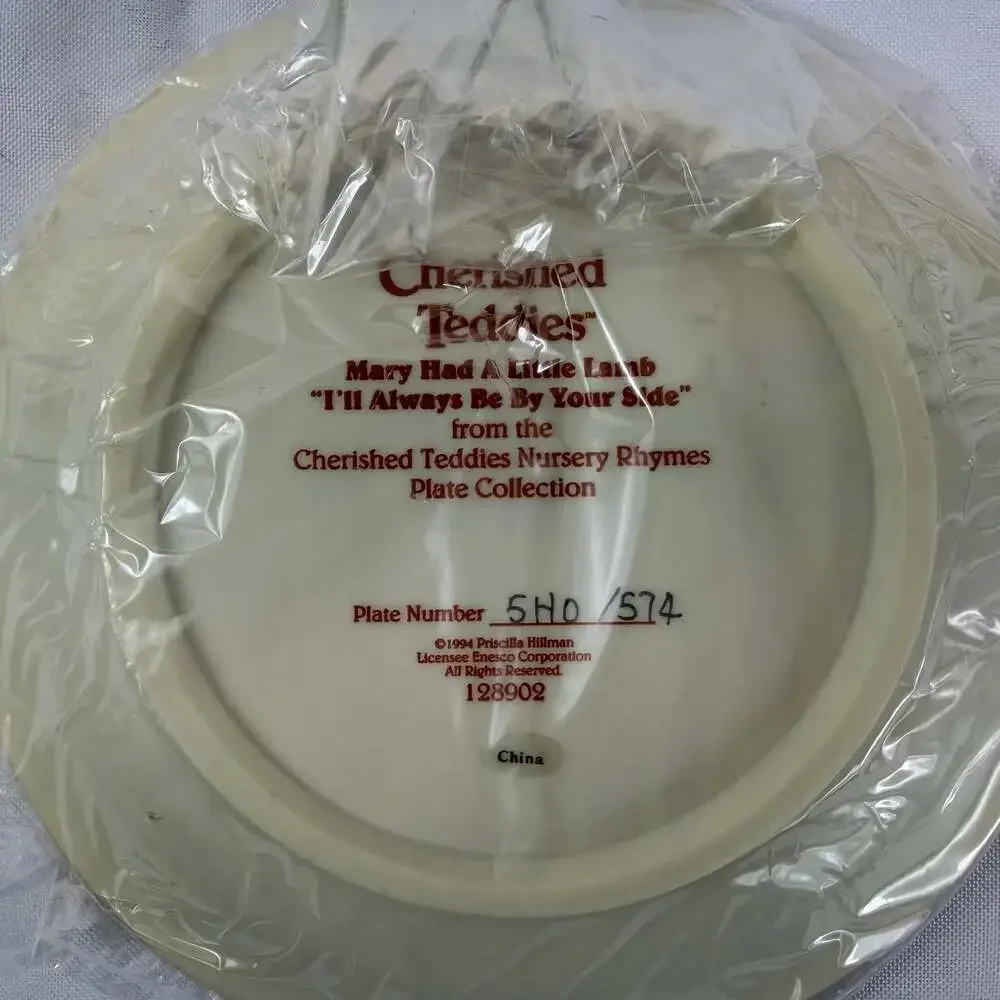 Cherished Teddies Mary Had A Little Lamb Nursery Rhyme 3D Plate #128902-1994